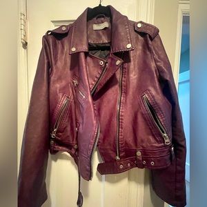 Leather jacket wine/burgundy color size L